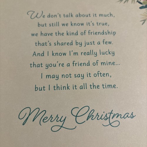 Merry Christmas For My Friend Kind Of Friendship 5.5”x8” Hallmark Greeting Card