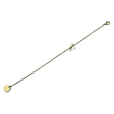 Burker Gold Tone Open Heart Charm Chain Bracelet Adjustable Lobster Clasp 7.5in