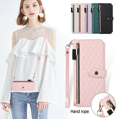 For Samsung Galaxy Z Fold 5/ 4/3 Crossbody Leather Zipper Wallet Case for Women
