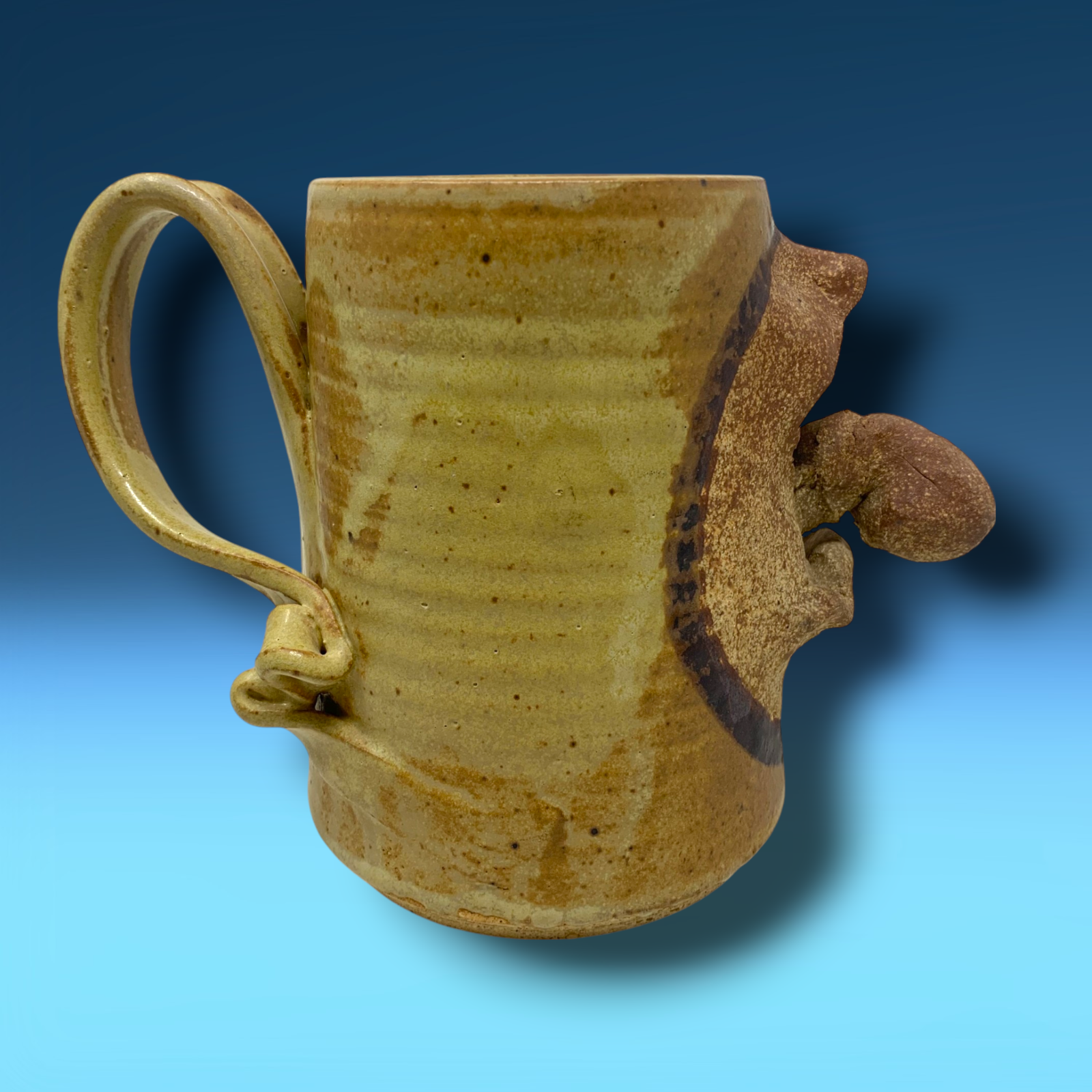 Vintage Artisan Studio Pottery Funny Face Worried Guy Big Nose Tankard Mug
