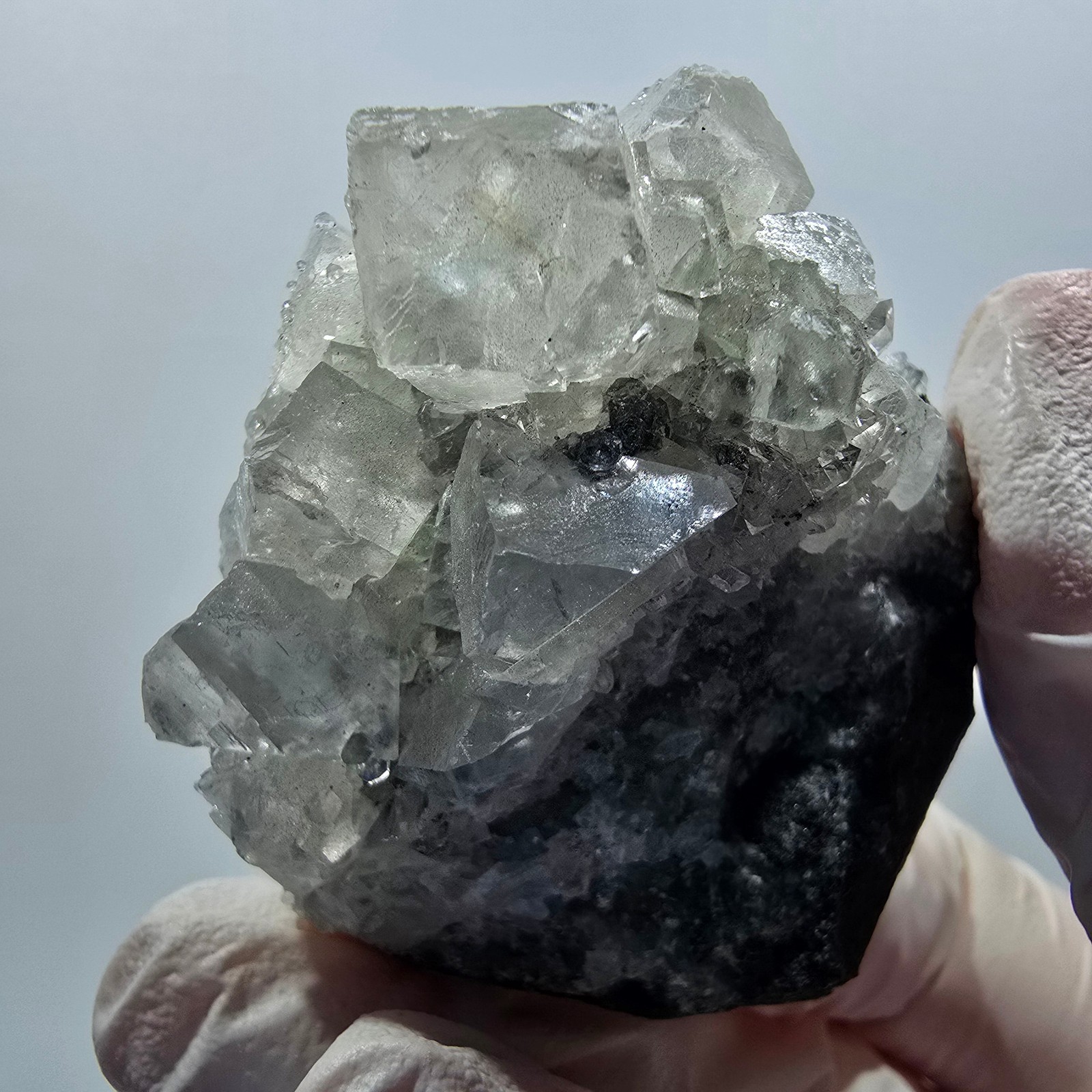 Rare calcite cubes, analcime, prehnite on matrix Streep Mine Gobob, Namibia