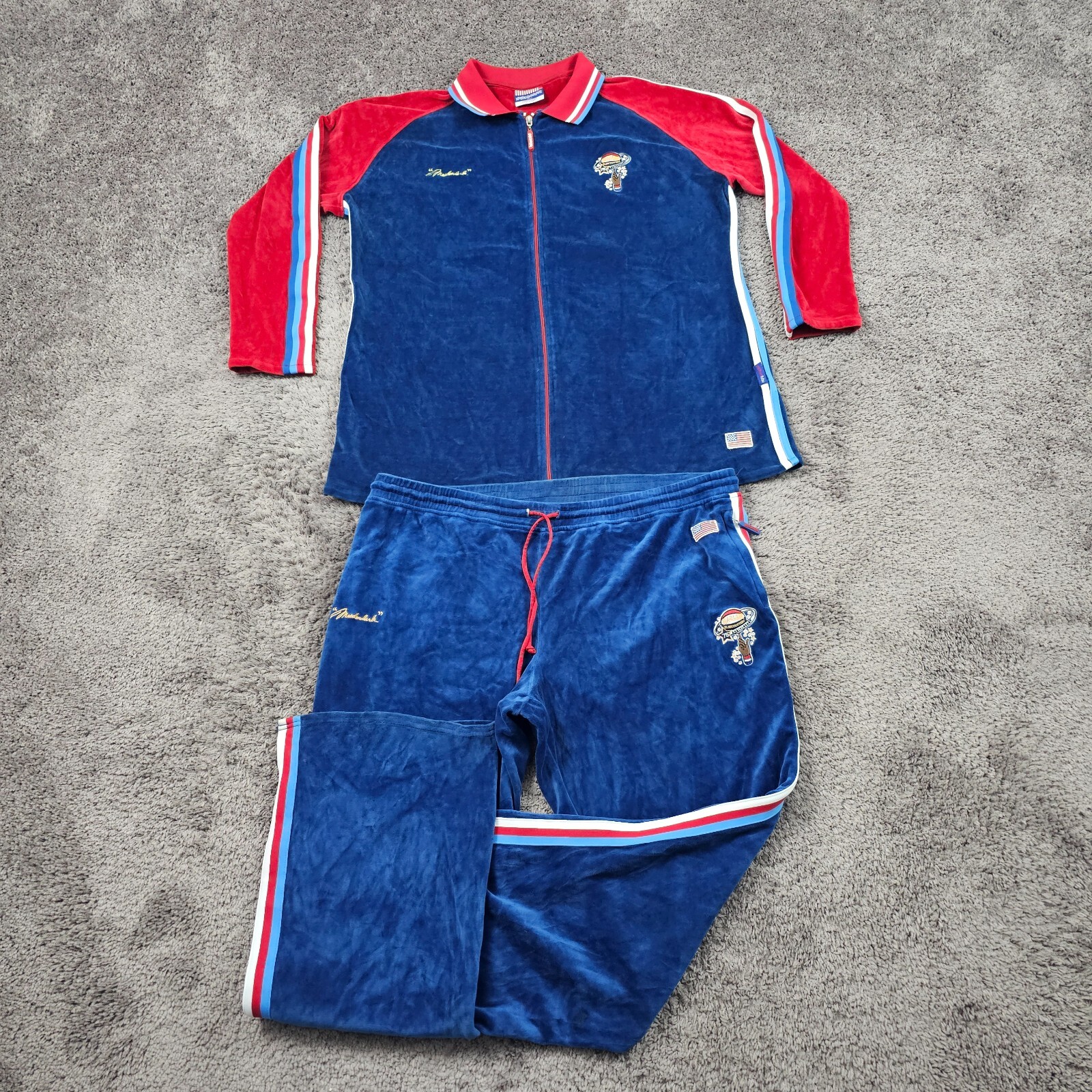 VINTAGE Harlem Globetrotters Fubu Track Suit Mens 2X Blue