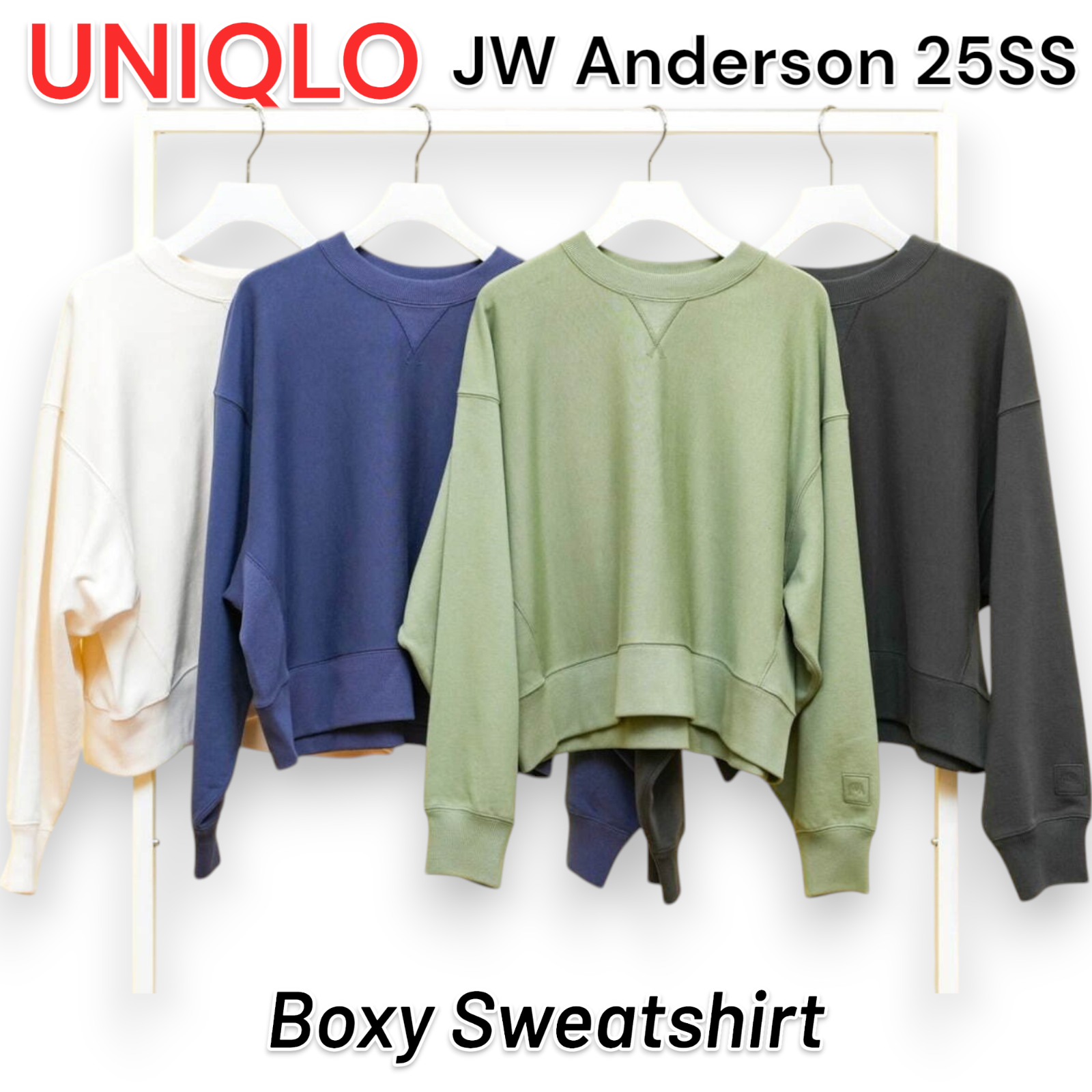 Uniqlo x JW Anderson Boxy Sweatshirt XS-XXL 476170 2025SS Uniqlo x JW Anderson Boxy Sweatshirt XS-XXL 476170 2025SS
