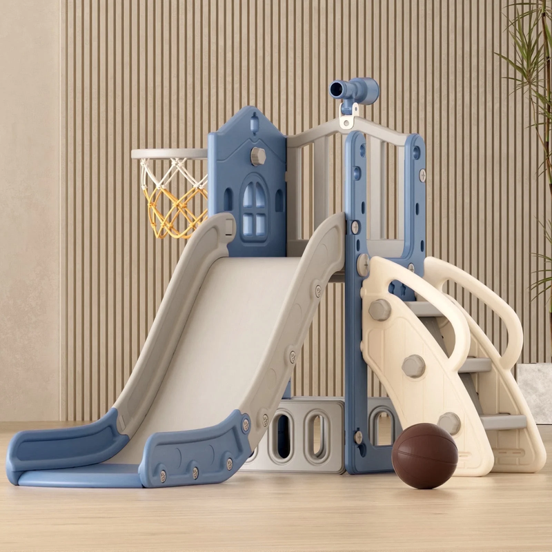 Toddler Slide Set Basketball Hoop and Ball Indoor Backyard Playground Climbing