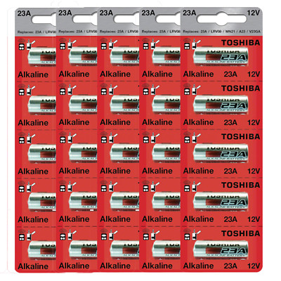 Toshiba A23 Battery 12Volt 23AE 21/23 GP23 23A 23GA MN21 (25 Batteries)