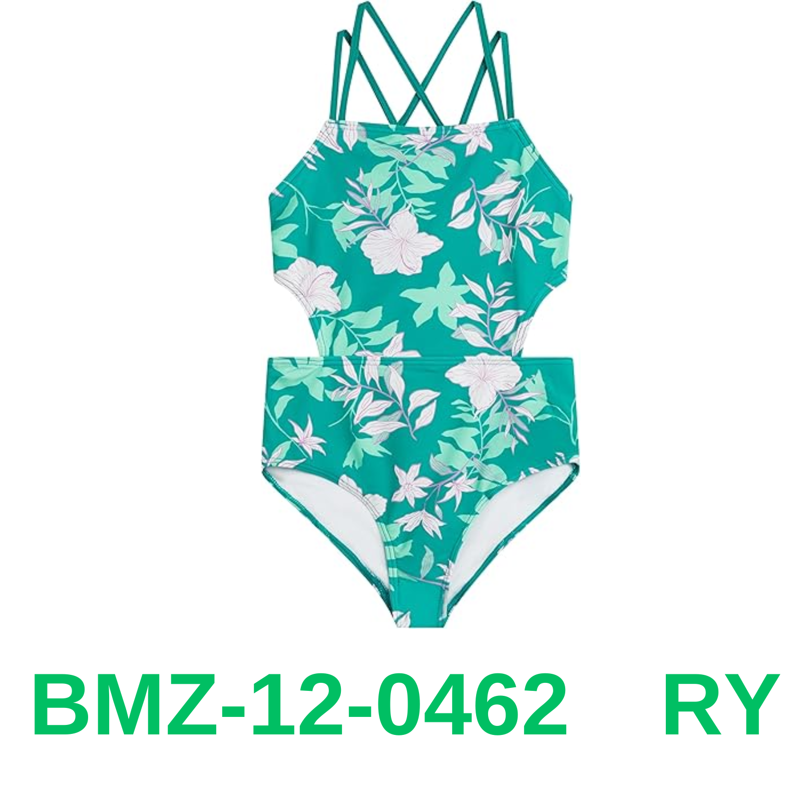 Kanu Surf Girls' Beach Sport Cut-Out 1-Piece Swimsuit, Julia Green, 6