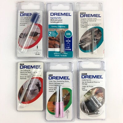 Dremel Carbide Cutting Engraving Bit Lot 569 106 9903 562 455 & 4485 Collet Kit