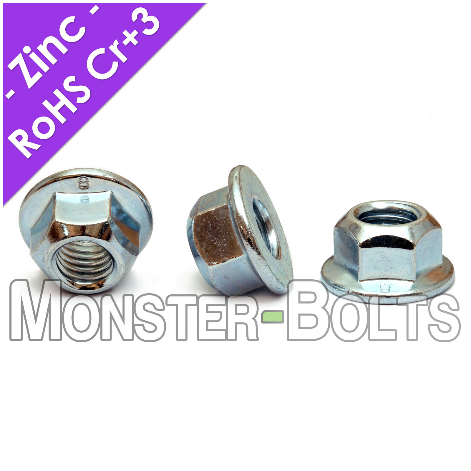 Zinc Hex Flange Prevailing Torque Lock Nuts DIN 6927 Class 8 - M5 M6 M8 M10 M12
