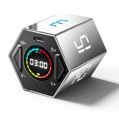 Ticktime Pomodoro Timer, Productivity Cube, Hexagon Magnetic Flip Focus Timer...