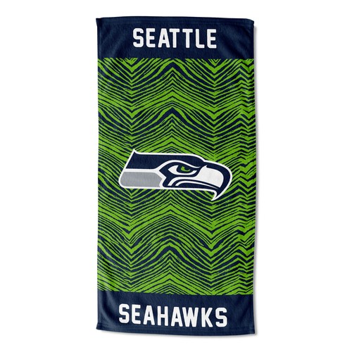 Классическое пляжное полотенце Zubaz by Northwest Seattle Seahawks NFL с принтом зебры, 30x60