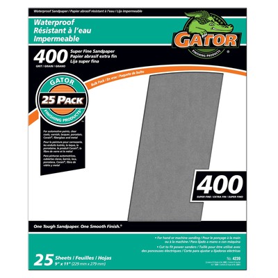 Gator 9'' x 11'' Waterproof Sanding Sheets, 400 Grit, 25 Pack