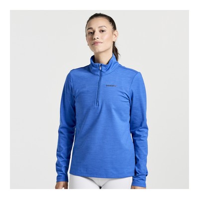 Saucony Women Solstice 1/4 Zip Pool Heather XXS Clothing