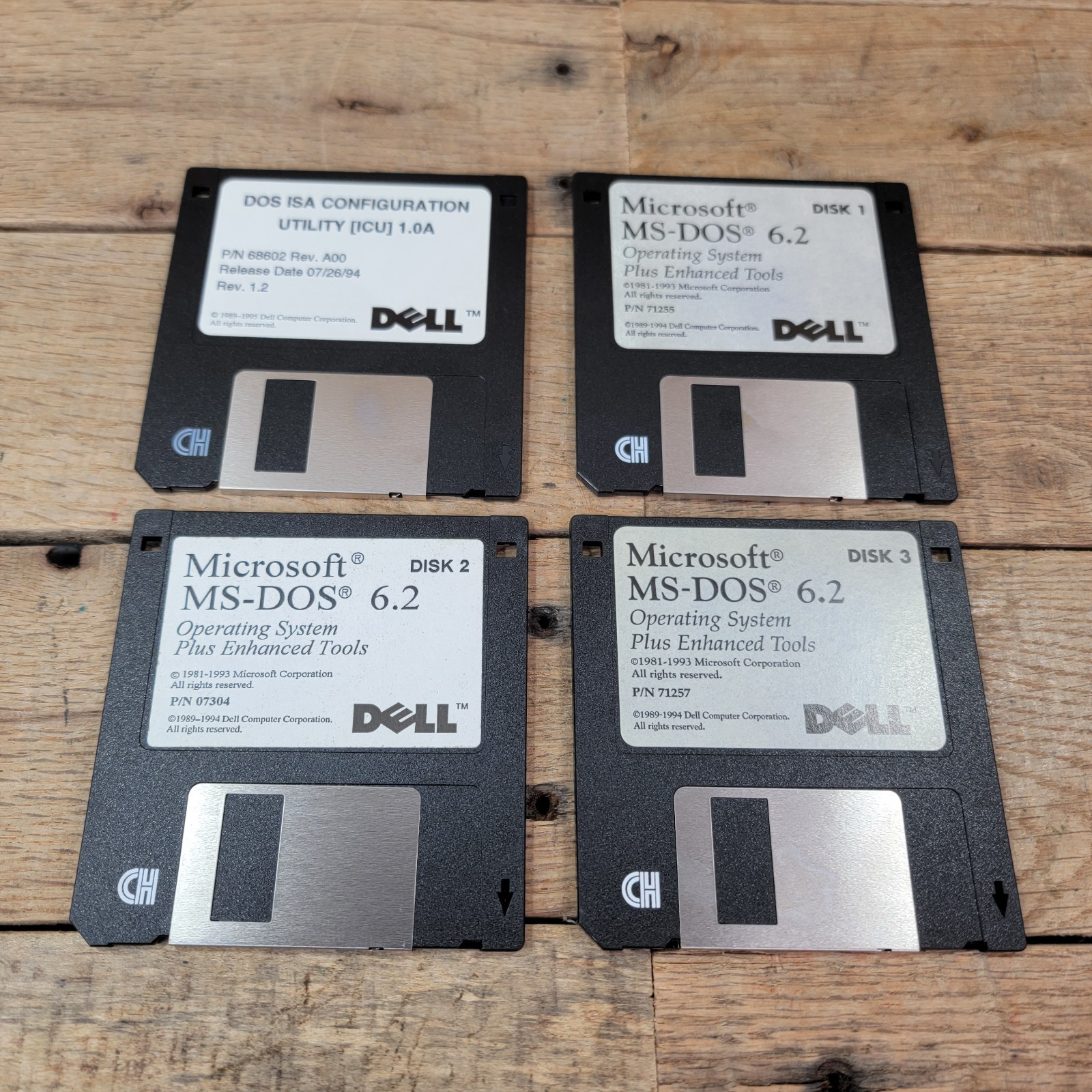 MS-DOS 6.2 Floppy Disk Lot Dell Disk 1–3 + DOS ISA Config Utility 3.5” VTG