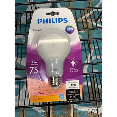 Philips Slim Style 13w Replaces 75w Equivalent Soft White Dimmable LED Bulb