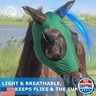Stretchy Menjo Outdoors Horse Fly Mask with Ears, UV Protection for Horses, Breathable Comfortable Forest Green Fly Mask Suitable for Quarter Horses, Warmbloods, Draft Horses Thoroughbreds 15-17 Hands