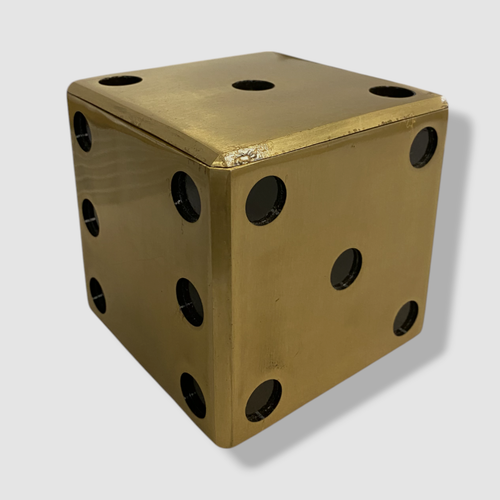 L'Objet Gold Rustic Dice Decorative Storage Box | 4.5" Sq