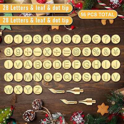 Wood Burning Pyrography 26 Alphabet&26 Characters Copper Mold Stamps DIY Set Kit