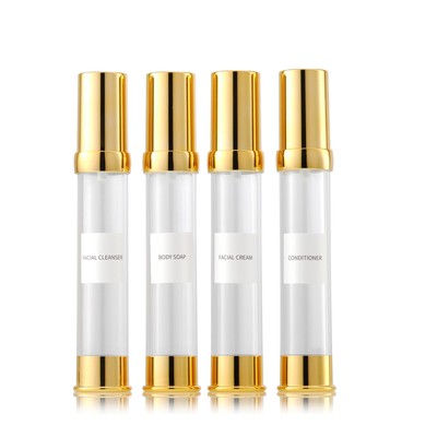 Golden Airless Pump Bottle Travel Set with Box Refillable Empty Cosmetic Pump...