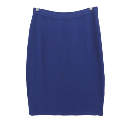 ST JOHN Collection Blue Santana Knit Classic Skirt Elastic Waist Size 14