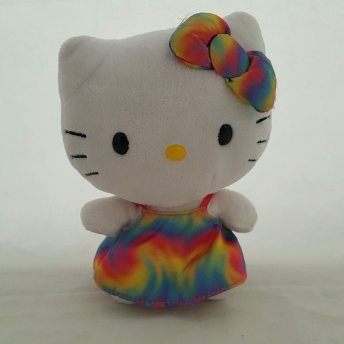 Sanrio Hello Kitty Ty Rainbow Plush Tie Dye Dress & Hair Bow