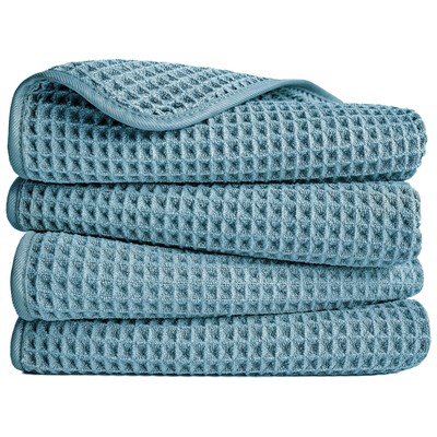16 X 30 In 4 Pack Green Waffle Weave