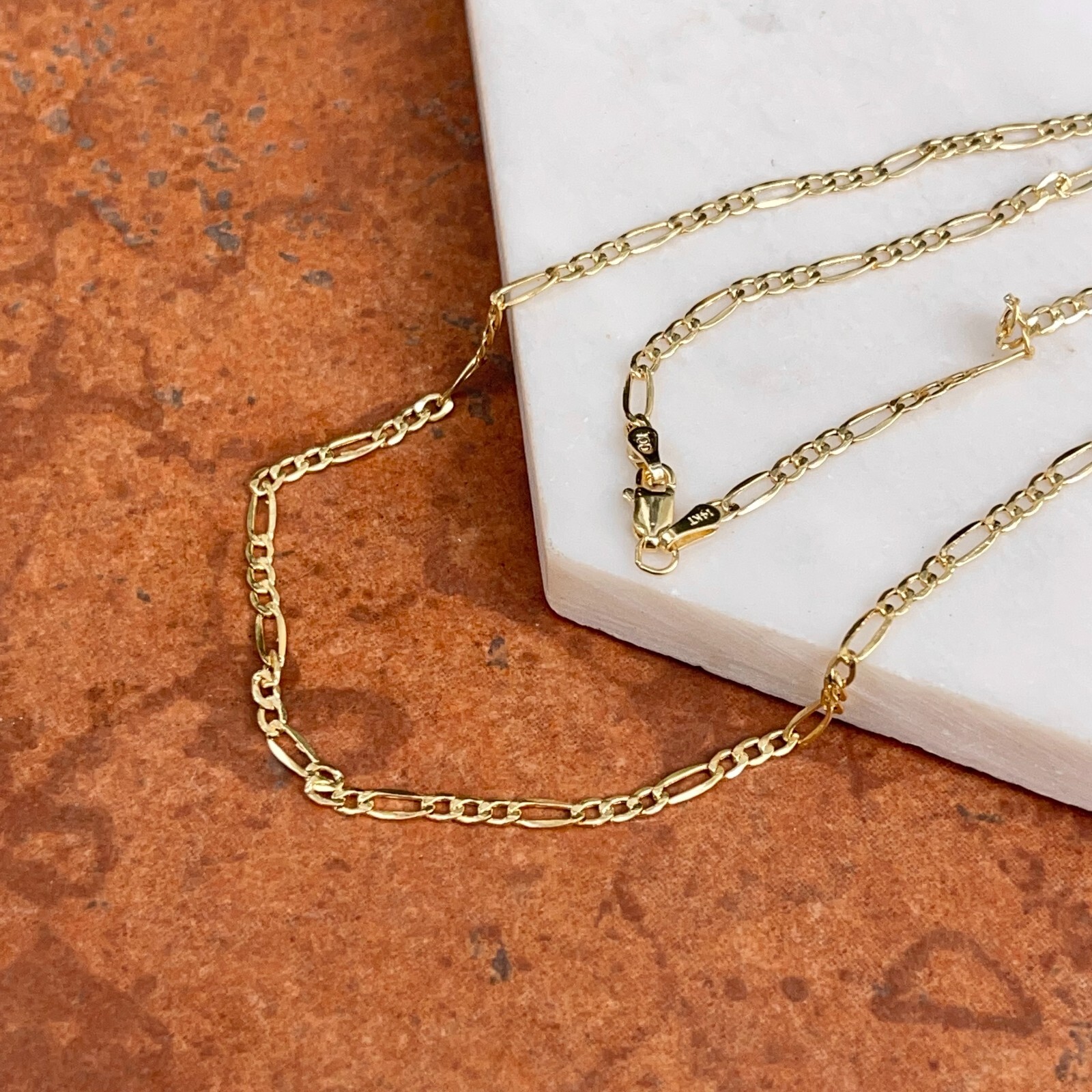 14KT Yellow Gold Figaro Chain Link Necklace 2.5mm NEW Unisex