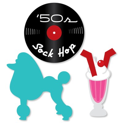 50's Sock Hop - DIY Shaped 1950s Rock N Roll Party Cut-Outs - 24 Ct