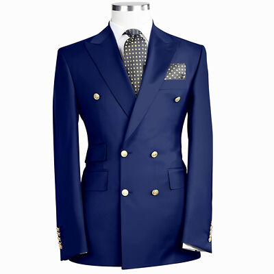 Double Breasted Business Men's Suit Jacket Formal Groom Tuxedo Party Prom Blazer