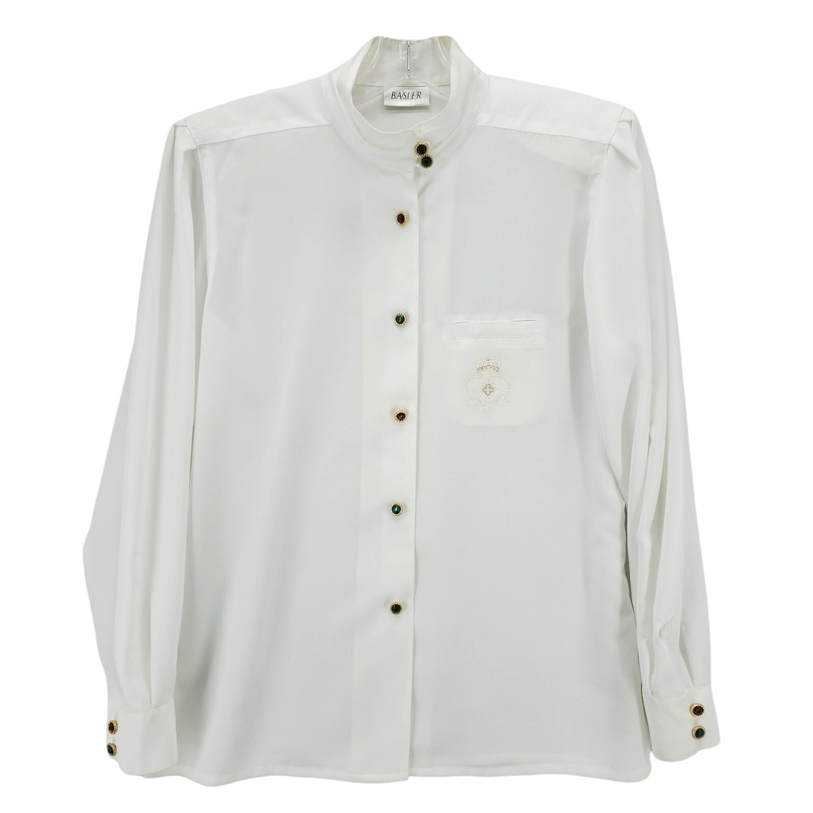 BASLER White Blouse Embroidered Crest Long Sleeve Size EU 38
