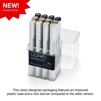 Copic Sketch, Alcohol markers, 12pc set Warm Gray (New Ver.)