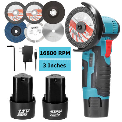 12V Cordless Mini Angle Grinder Brushless Cut Off Handheld Polish Grinding Tool