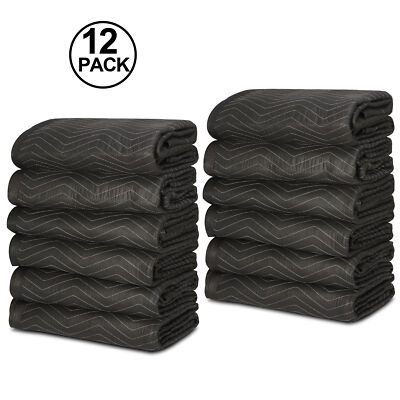 12 Heavy Duty Moving Packing Blankets Ultra Thick Pro 72'' x 80'' Furniture Pads 
