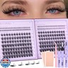Wtvane Wispy Lash Clusters Kit Lash Extensions Kit 248Pcs Spikes Eyelash Clusters 10-18mm Manga Lash Clusters 5-7mm Bottom Lashes Natural Individual Lashes Clusters Eyelashes Kit (Bond, Seal, Tape)