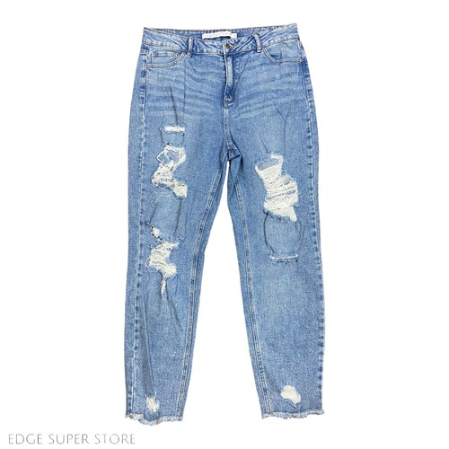 Tinseltown Light Blue Wash Ripped Cut Off Slim Leg