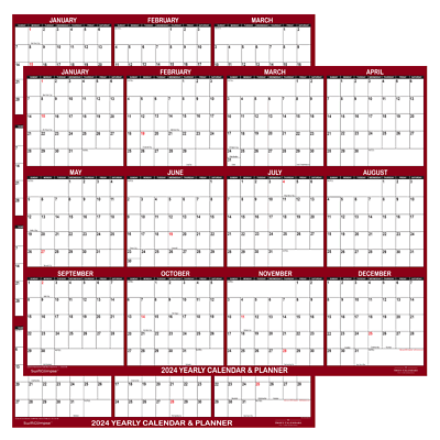 24x36 SwiftGlimpse 2024 Large Wall Calendar, Paper Folded, Yearly Planner-Maroon  | eBay