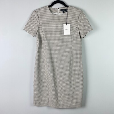 Theory Jatinn Dress In Multicolor Plaid Size 4 Viscose Short Sleeve
