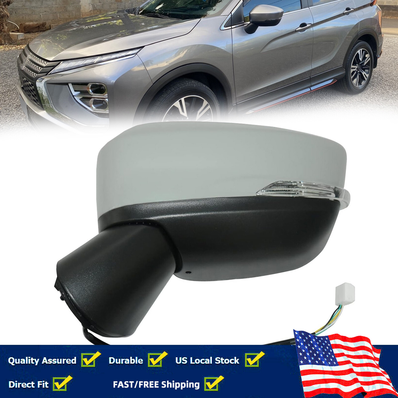 Левое боковое зеркало, которое можно покрасить для Mitsubishi Eclipse Cross 2017-2020, Складывается вручную LH