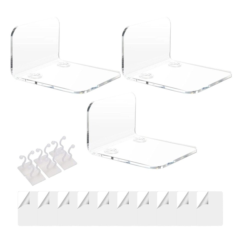3PCS Acrylic Wall Shelves Shelf Floating Display Decor Wall Mount Storage Rack