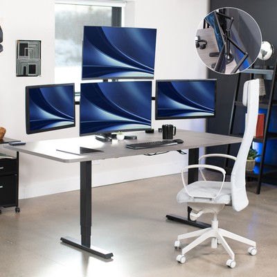 VIVO Steel Quad Monitor Mount Adjustable 3 + 1 Stand | 4 Screens up to 32"