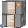 BALEINE 2 Pack Clothes Storage Bags, 24 Gallon Storage Containers with Reinforced Handle, Sturdy Zipper, Closet Organizer for Blanket, Comforter, Pillow, Bedding (Grey, 2 Pack)