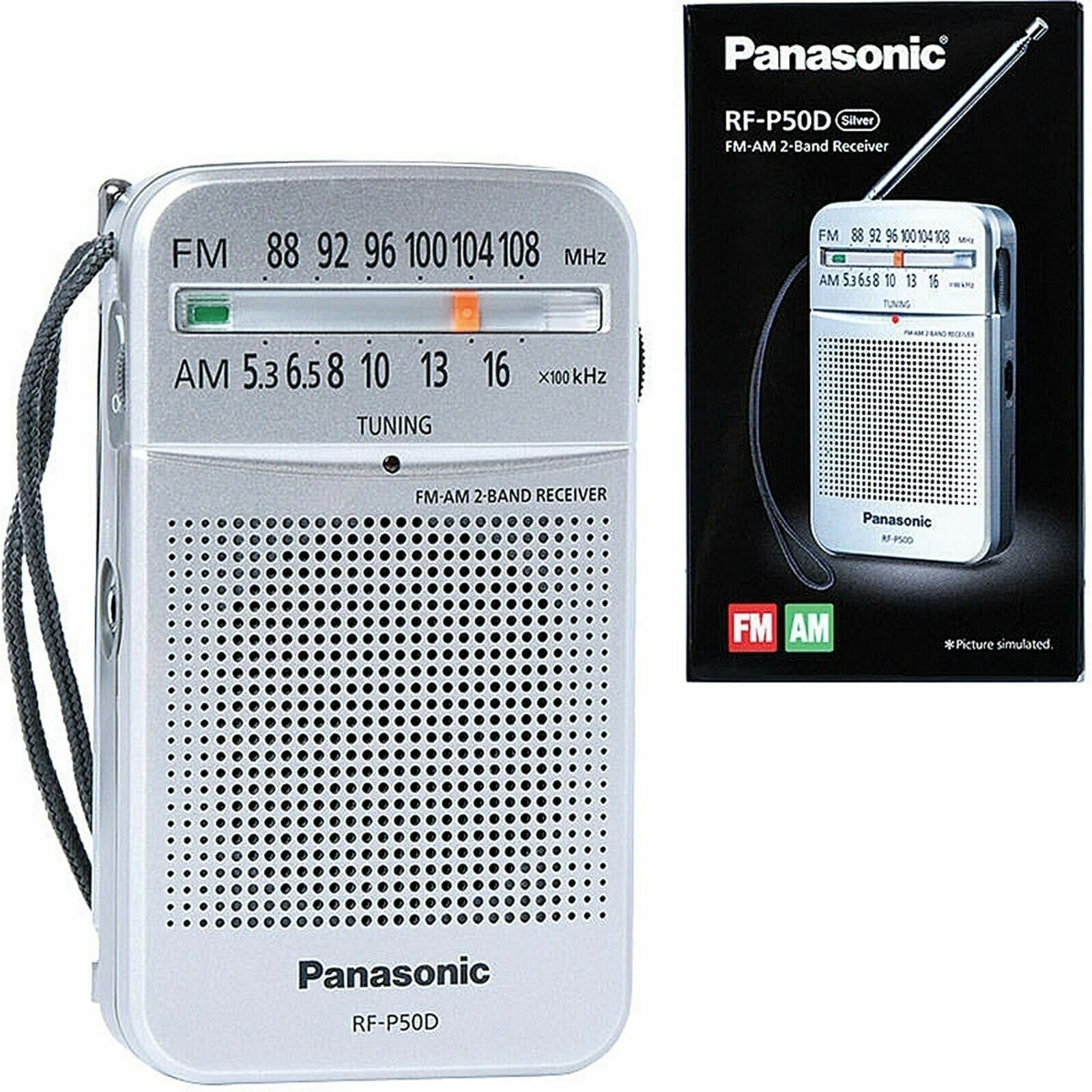 Panasonic RF-P50D: Pocket AM/FM Silver Radio - 2 Band