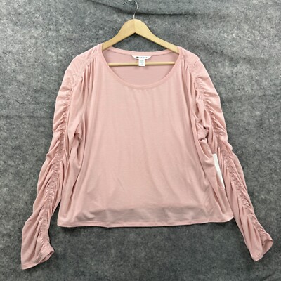Athleta Top Womens Plus 1X Pink Long Sleeve All Around Ruched Scoop Neck NEW $75