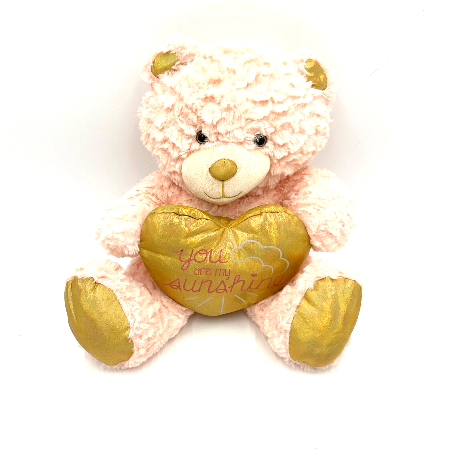 Animal Adventure Plush Teddy Bear With You are my Sunshine Heart Pink Gold 13''