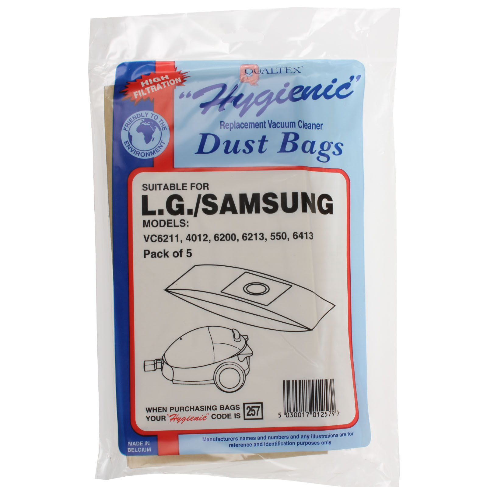 5 x Vacuum Cleaner Paper Dust Bags For Samsung RC, SC & VC Type VP95B
