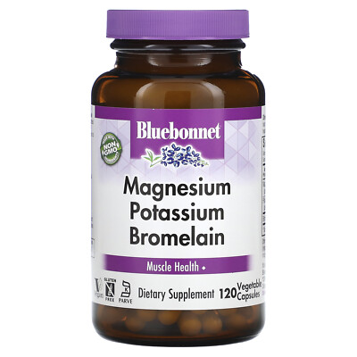 Bluebonnet Nutrition Magnesium Potassium Plus Bromelain 120 капсул Vcaps без яиц, рыба