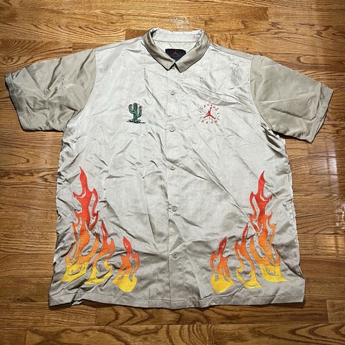 travis scott cactus jack x jordan button down shirt khaki