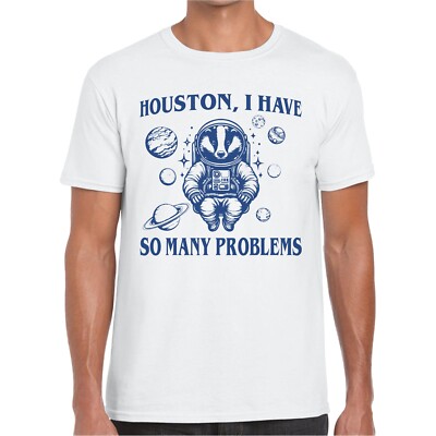 T-SHIRT tasso astronauta Houston I have so many problems maglietta ironica space