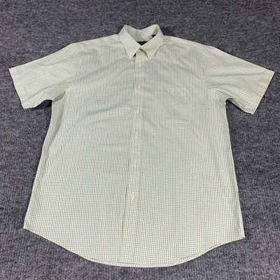 Orvis Shirt Mens L Green Plaid Short Sleeve Button Down Cotton Casual Comfort