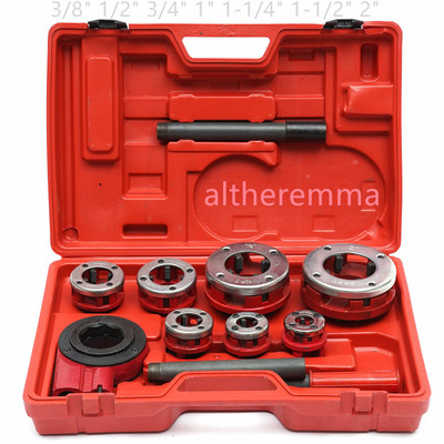 7 Size Pipe Threader Threading 3/8'' to 2'' Die Dies kit / Handle Ratchet Tool Set