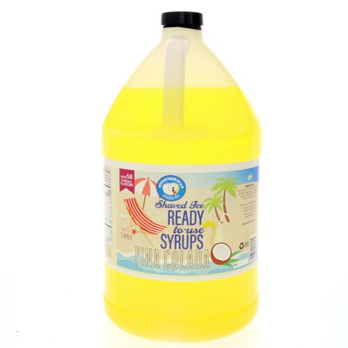 Pina Colada Hawaiian Shaved Ice Syrup or Snow Cone Flavor, Ready to Use, Gallon